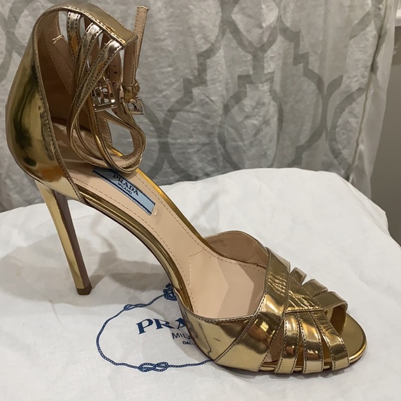 Prada Metallic Gold Sandals - Picture 3 of 11